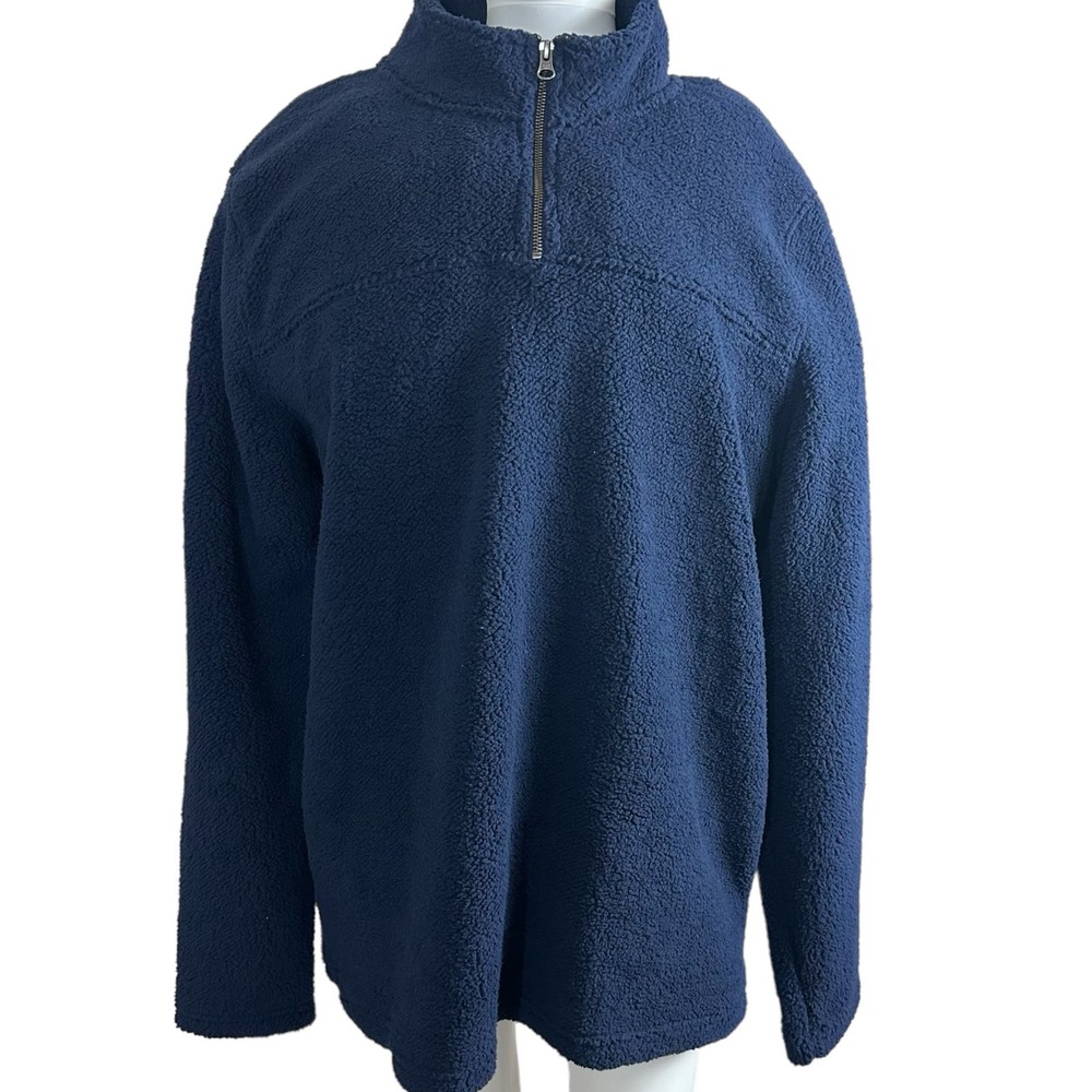 Wallin and Bros 2XL Navy Faux shearling 1/4 zip pullover sweater
